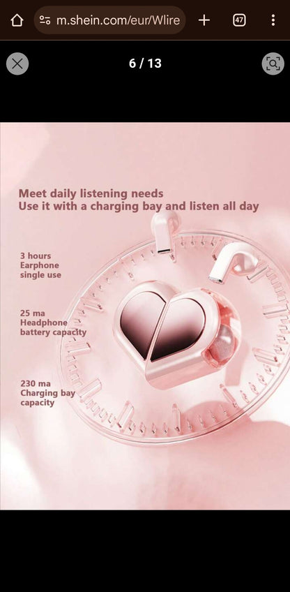 Heart Shape Wireless Earbuds